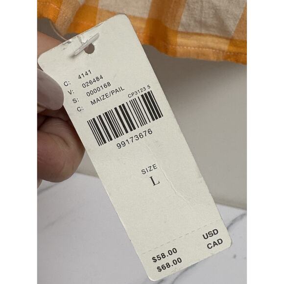 Anthropologie Gingham Check Peplum Tank Top Orange Linen Blend Size Large - Picture 4 of 6